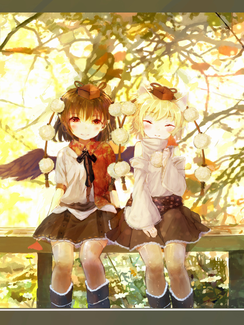 shameimaru aya and inubashiri momiji (touhou) drawn by bou_shaku