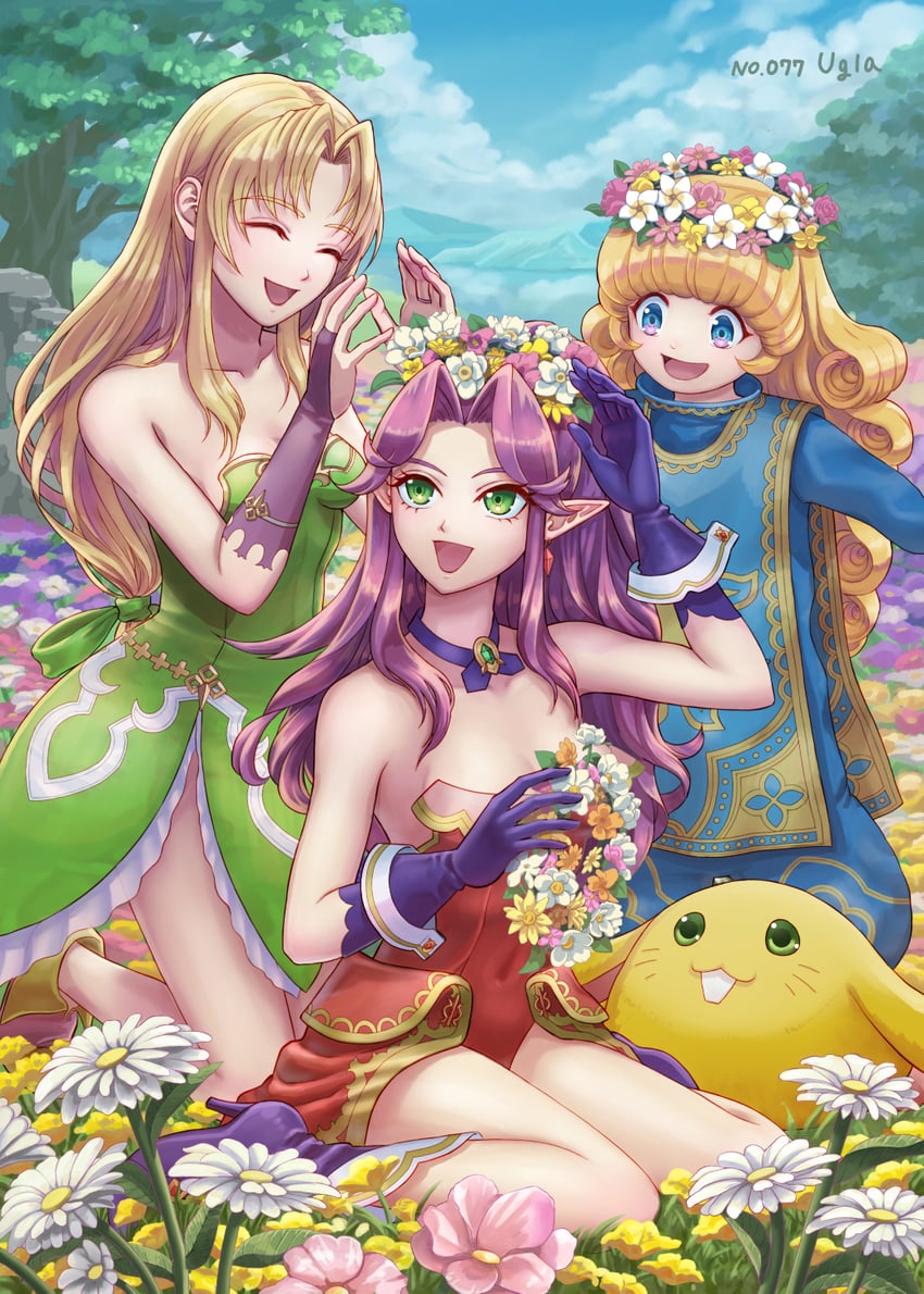 riesz, angela, charlotte, and rabite (seiken densetsu and 1 more) drawn by ugla_(y_u_k_i_n_e)