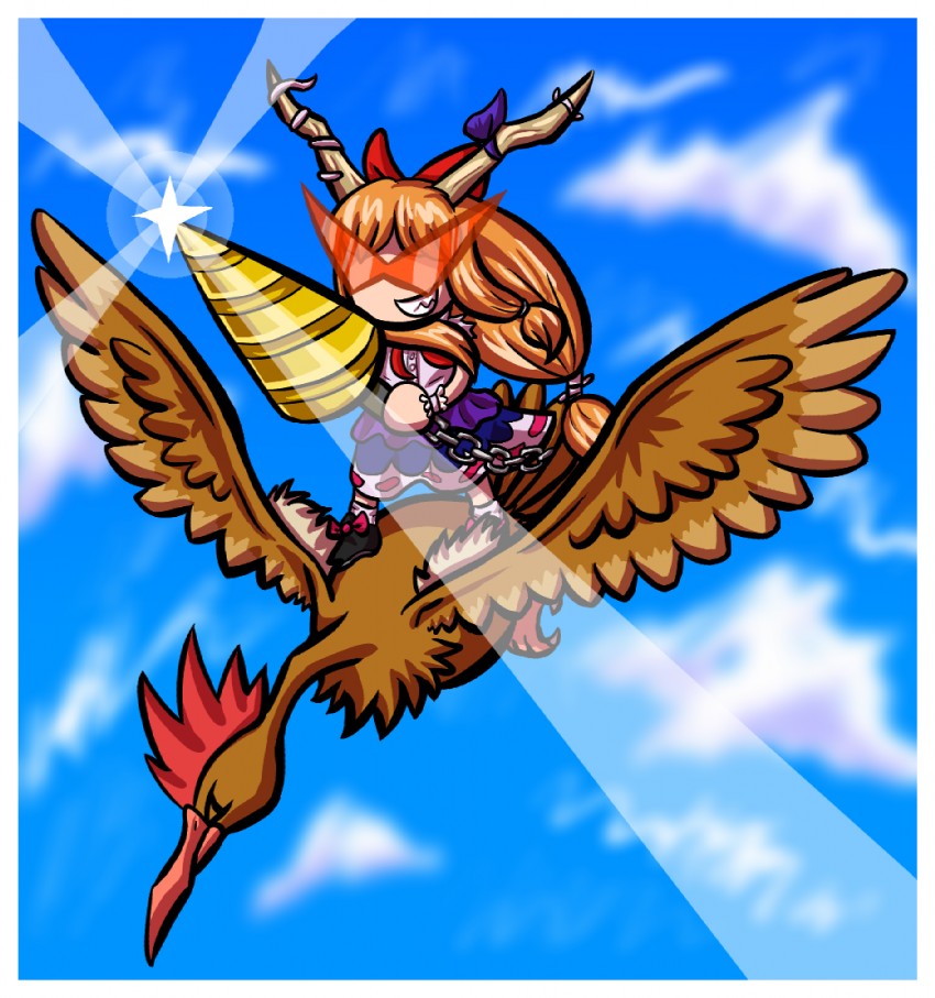 ibuki suika and fearow (touhou and 2 more) drawn by bluwiikoon