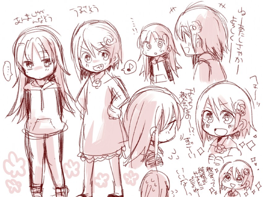 miki sayaka and sakura kyoko (mahou shoujo madoka magica) drawn by zawameki