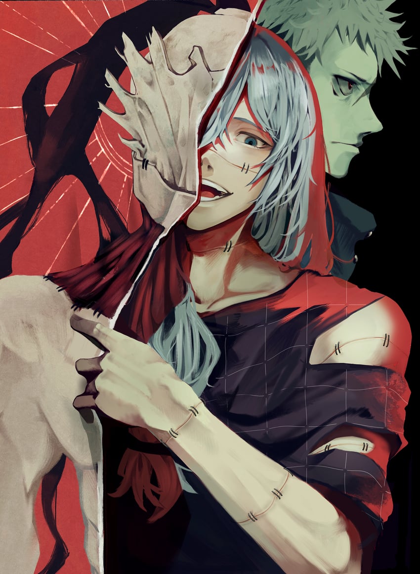 itadori yuuji and mahito (jujutsu kaisen) drawn by air_(ai_r_)