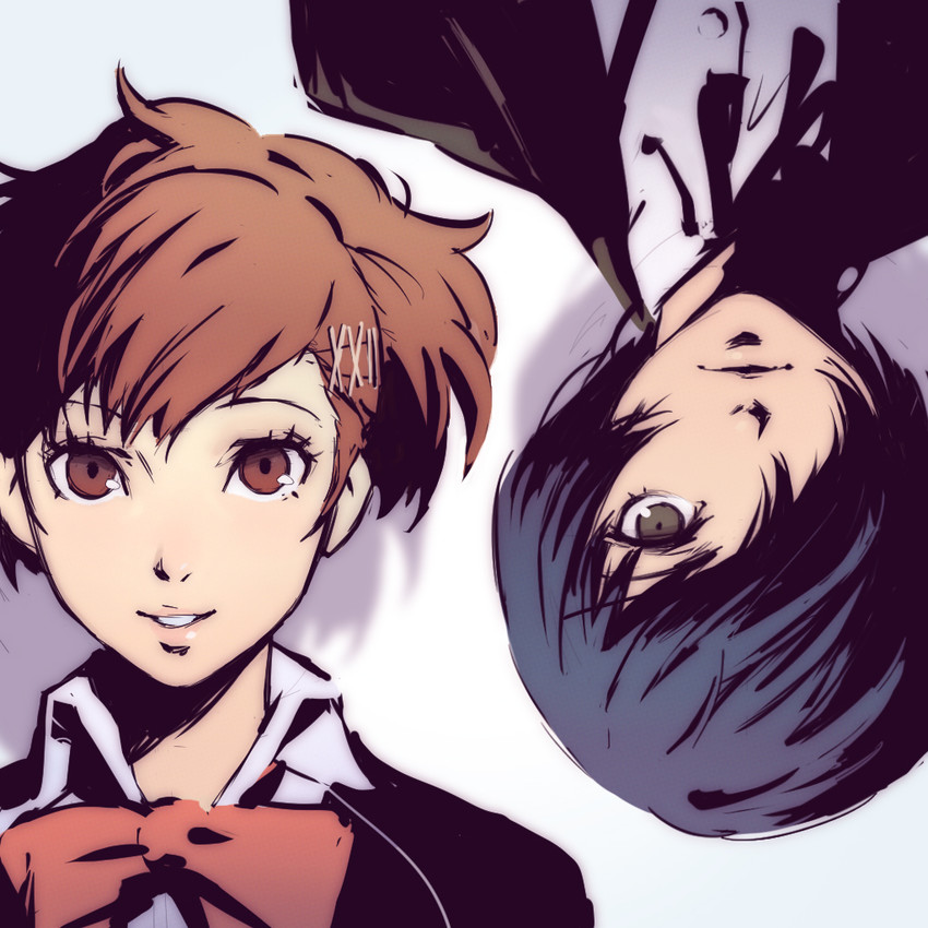 yuuki makoto and shiomi kotone (persona and 2 more) drawn by ilya_kuvshinov