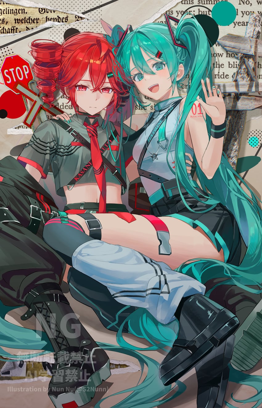 hatsune miku and kasane teto (vocaloid and 3 more) drawn by nun_nu