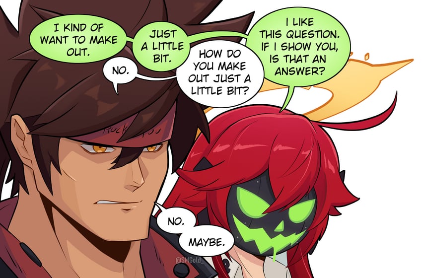 jack-o' valentine and sol badguy (guilty gear and 1 more) drawn by smgold