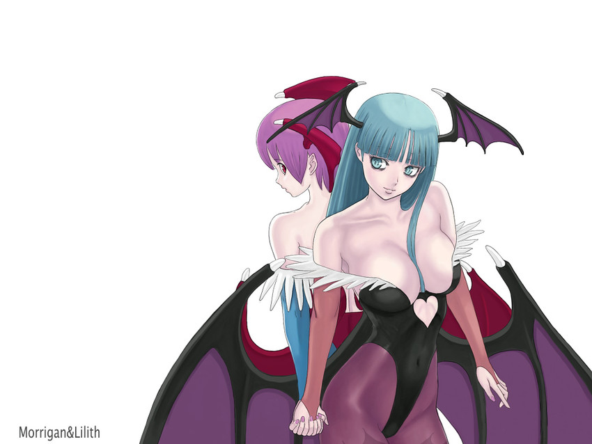 morrigan aensland and lilith (darkstalkers) drawn by ark_(morita_hitomi)