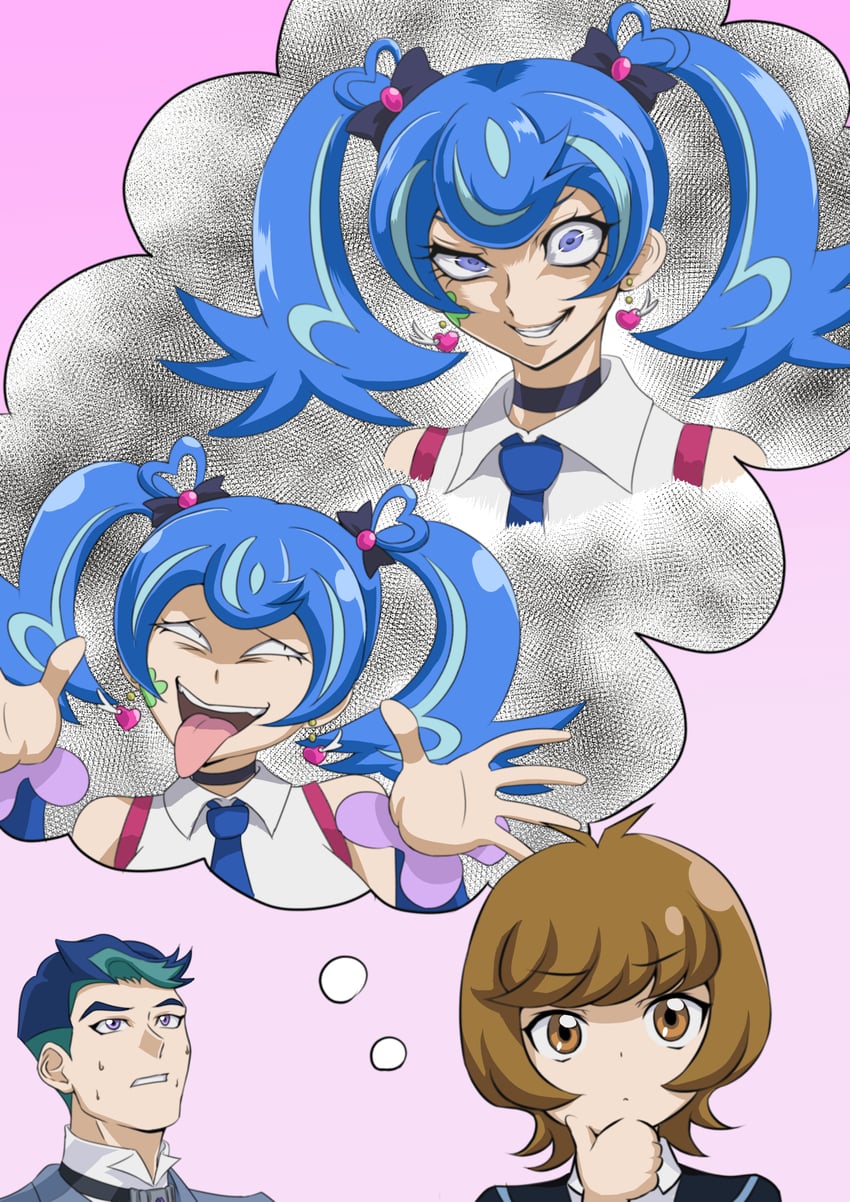 zaizen aoi, blue angel, and zaizen akira (yu-gi-oh! and 1 more) drawn by muto_dt