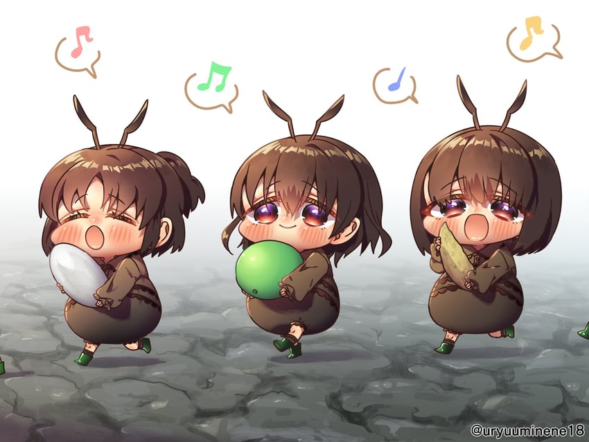 main ant girl, bob cut ant girl, and ponytail ant girl (original) drawn by harumina_mau