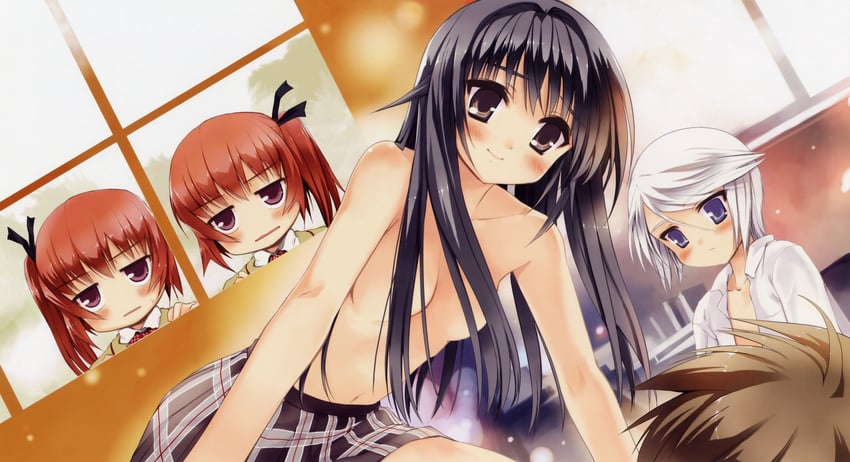 minamoto chizuru, ezomori nozomu, oyamada kouta, nanao ren, and nanao ai (kanokon) drawn by koin_(foxmark)