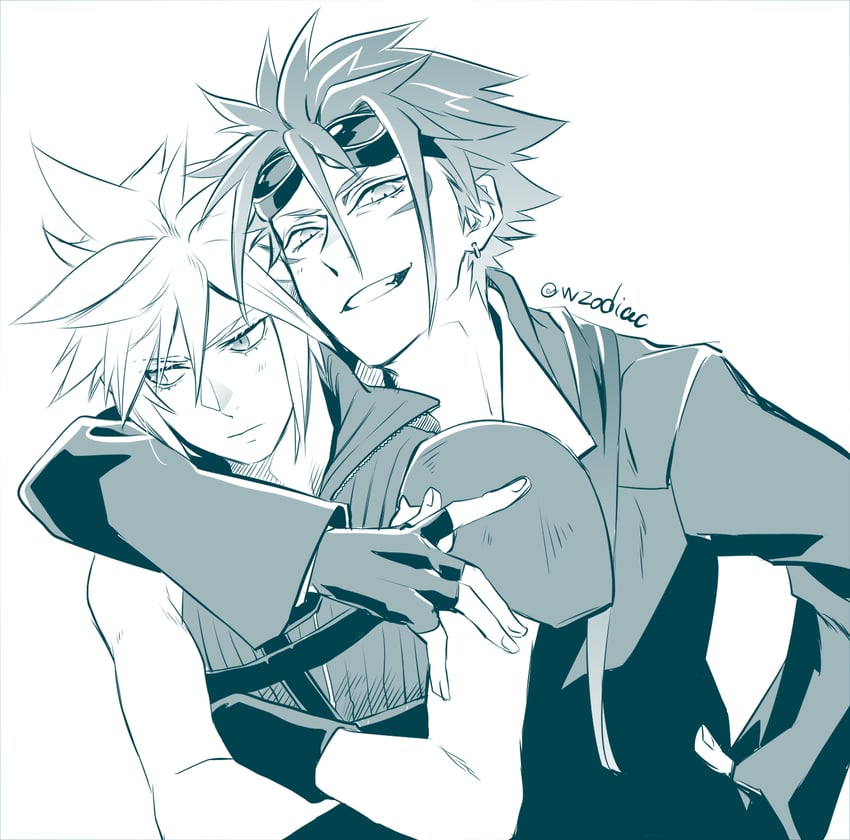 cloud strife and reno (final fantasy and 2 more) drawn by rukashio