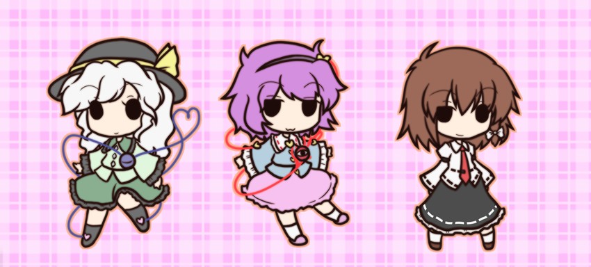 komeiji koishi, komeiji satori, and usami renko (touhou) drawn by fushigi_ebi