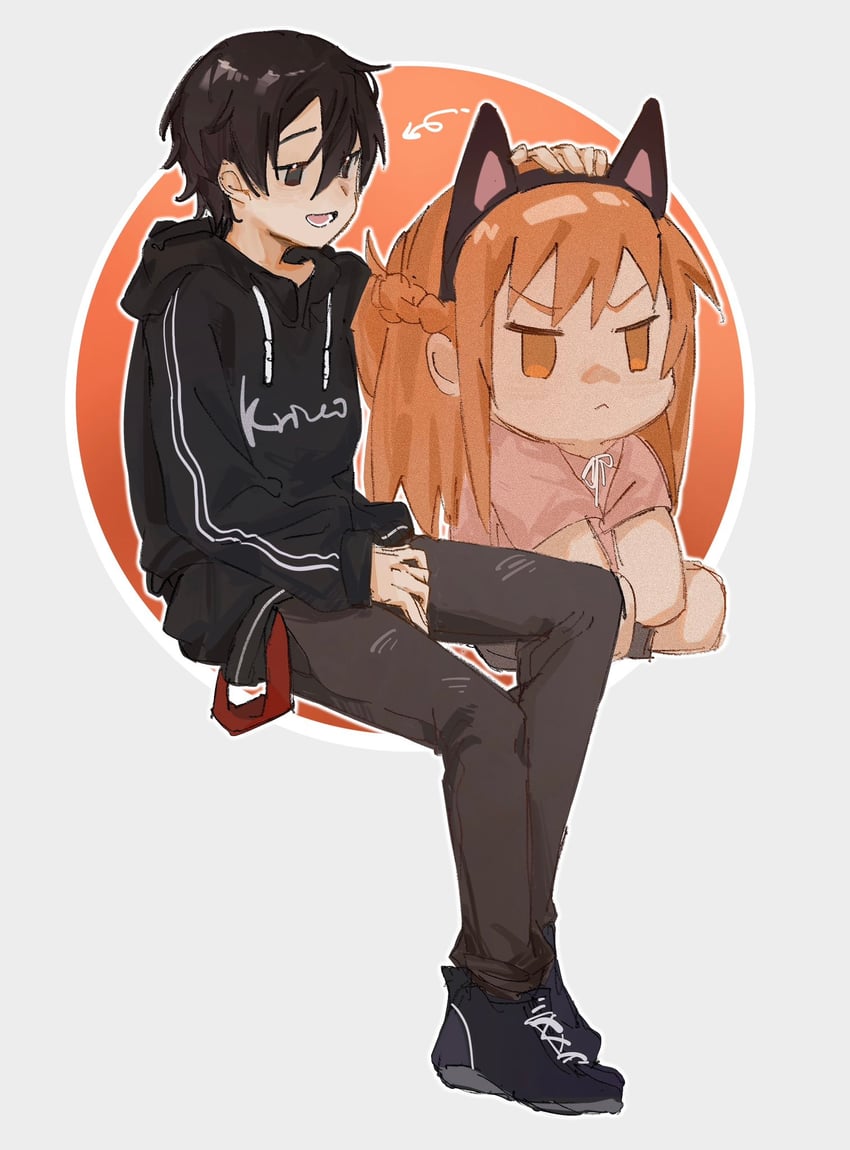 asuna and kirito (sword art online) drawn by onori821