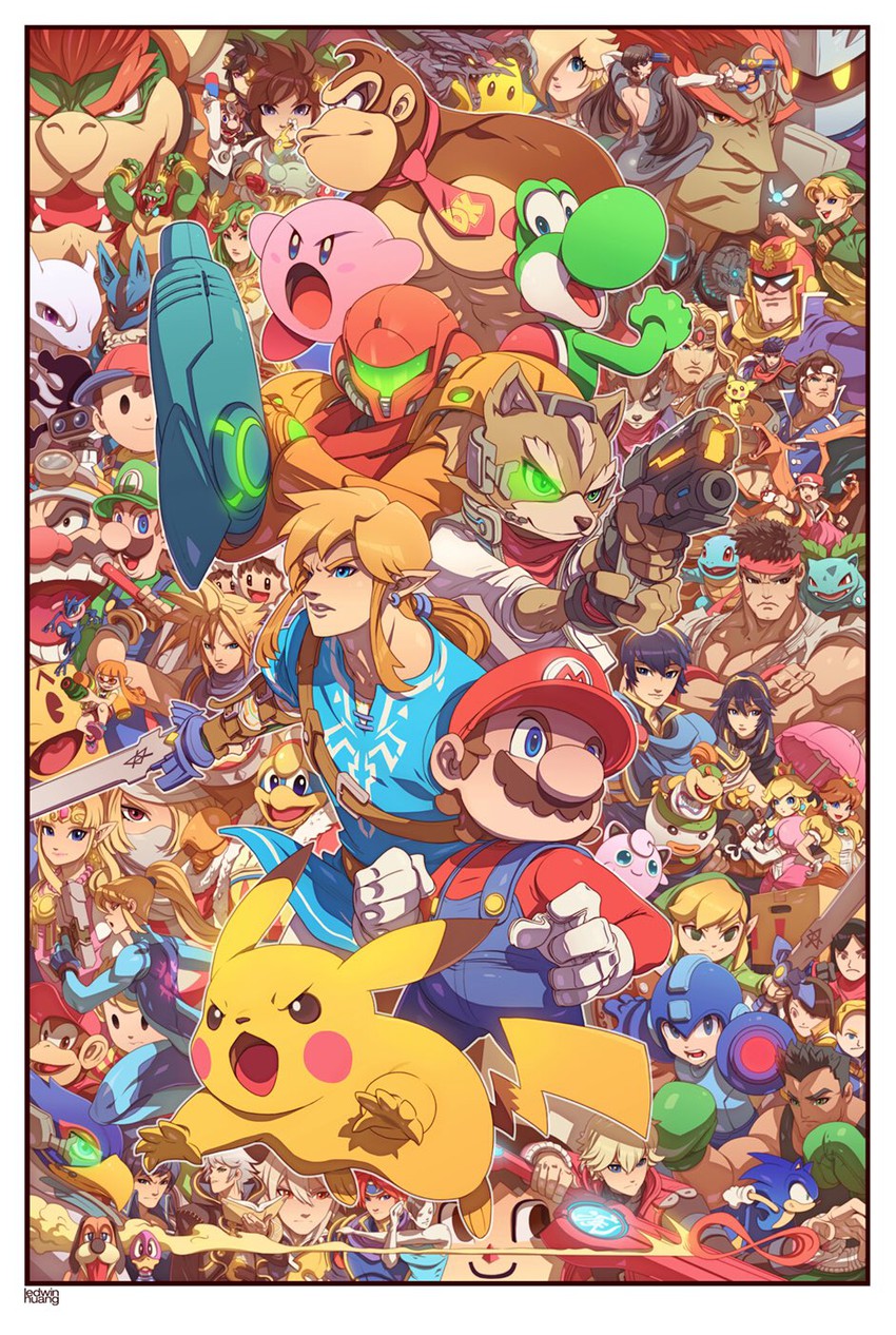 link, inkling player character, pikachu, princess zelda, inkling girl, and 79 more (pokemon and 58 more) drawn by edwin_huang