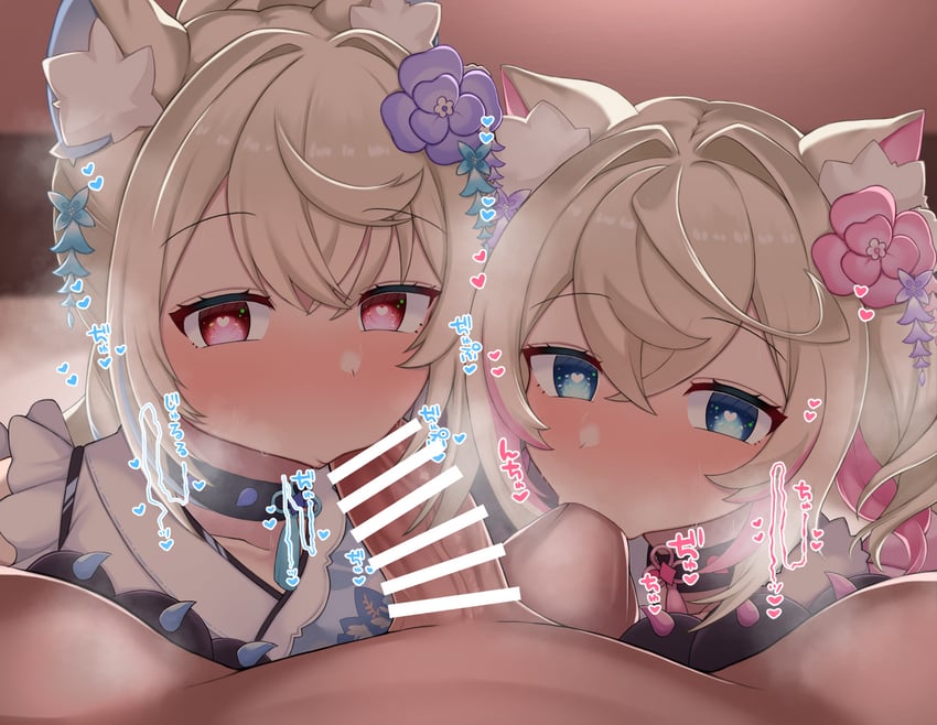 fuwawa abyssgard and mococo abyssgard (hololive and 1 more) drawn by amanatsumeruu