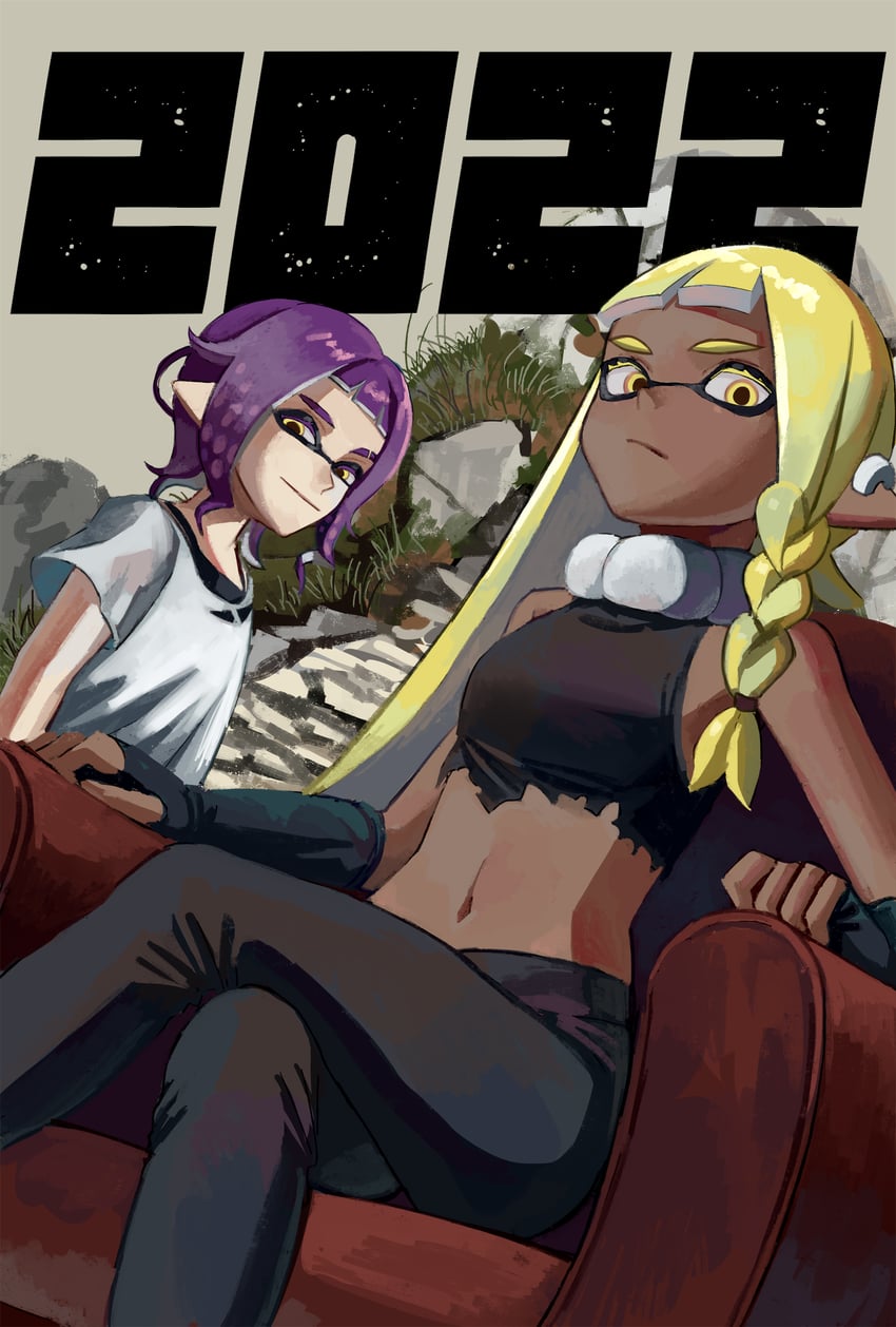 inkling player character, inkling girl, inkling boy, and agent 3 (splatoon and 1 more) drawn by shousan_(hno3syo)