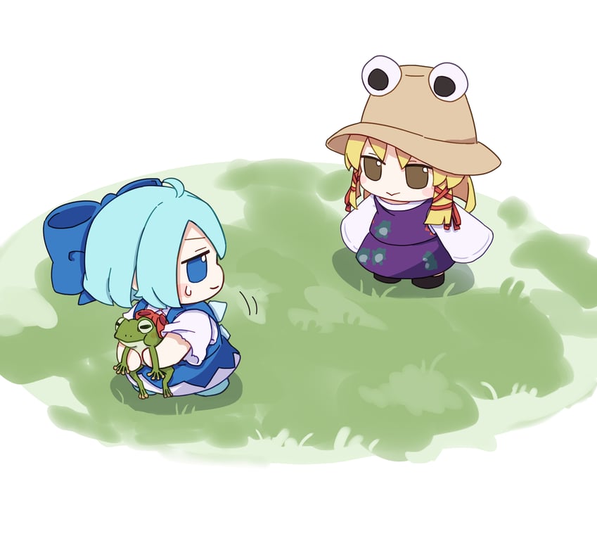 cirno and moriya suwako (touhou) drawn by kame_(kamepan44231)