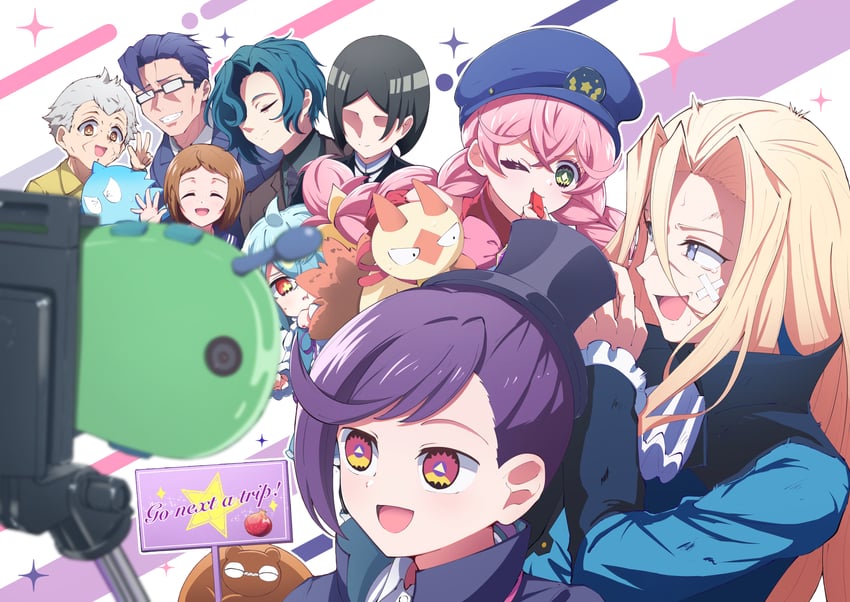 berry blossom, date chizuko, chroma, mashirou, kuma kaijin, and 5 more (acro trip) drawn by rio_beginner