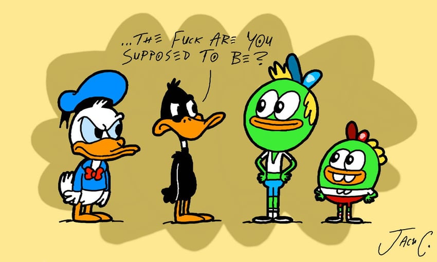 donald duck, swaysway, buhdeuce, and daffy duck (mickey mouse & friends and 2 more) drawn by ers