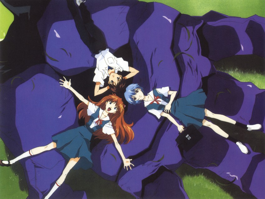 souryuu asuka langley, ayanami rei, ikari shinji, and eva 01 (neon genesis evangelion)