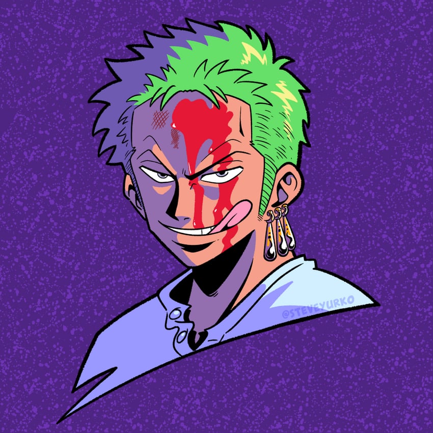 roronoa zoro (one piece) drawn by steve_yurko