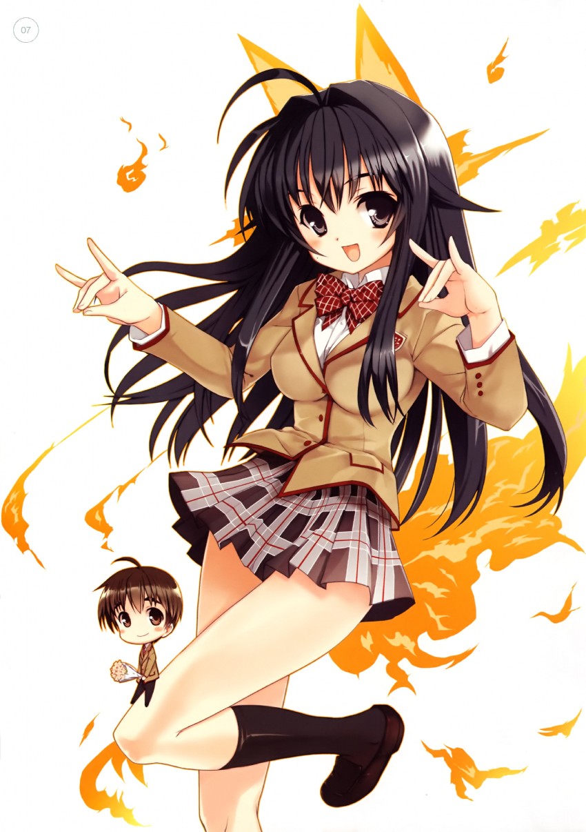 minamoto chizuru and oyamada kouta (kanokon) drawn by koin_(foxmark)