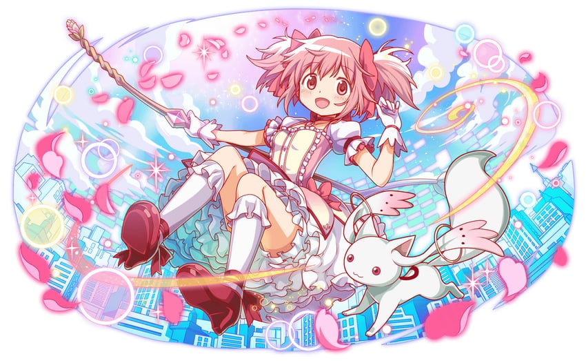 kaname madoka and kyubey (mahou shoujo madoka magica and 1 more)