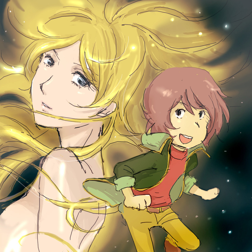 maetel and hoshino tetsurou (ginga tetsudou 999) drawn by emarujon