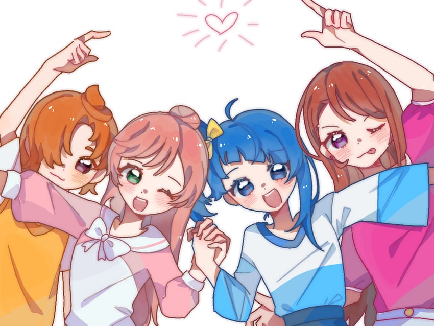 sora harewataru, nijigaoka mashiro, hijiri ageha, and yuunagi tsubasa (precure and 1 more) drawn by qianwa_shi_biao