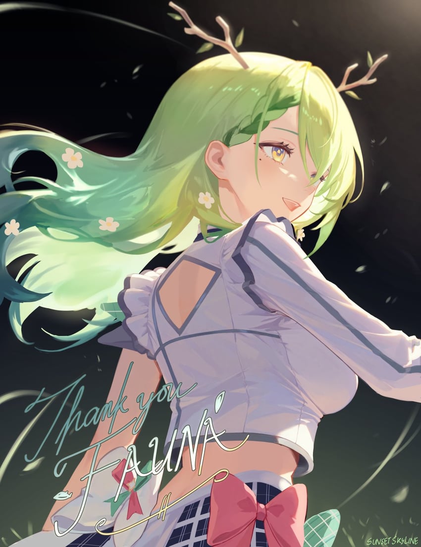 ceres fauna (hololive and 1 more) drawn by sunsetskyline