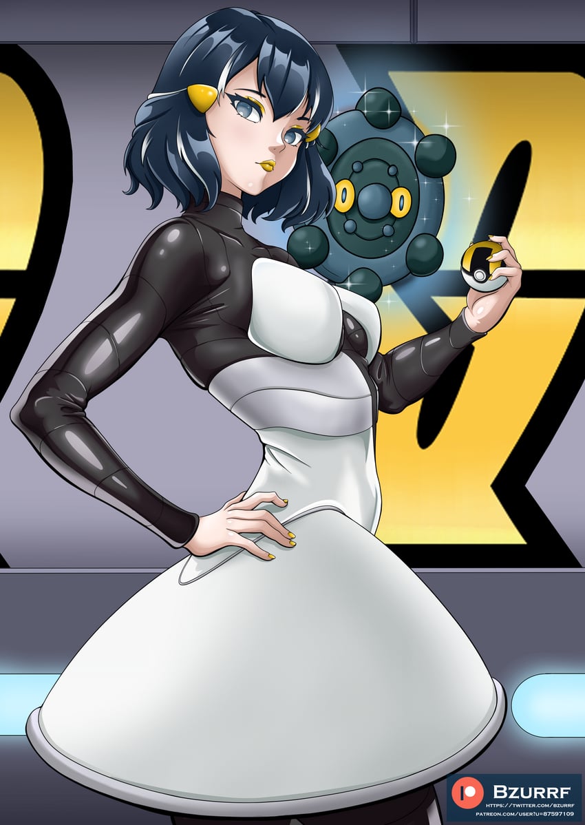dawn and bronzor (pokemon and 1 more) drawn by bzurrf