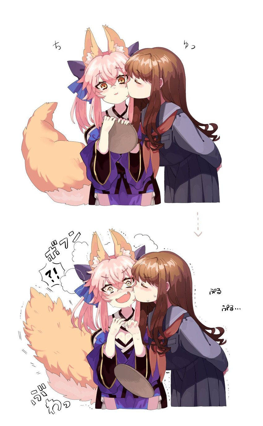 tamamo, tamamo no mae, and kishinami hakuno (fate and 3 more) drawn by tsukimi_okayu