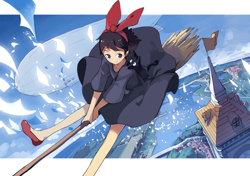 kiki and jiji (studio ghibli and 1 more) drawn by jong_tu