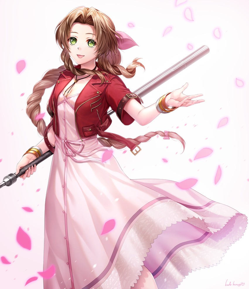 aerith gainsborough (final fantasy and 2 more) drawn by kudo_kunugi