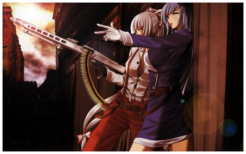 fujiwara no mokou and kamishirasawa keine (touhou) drawn by growingnoob