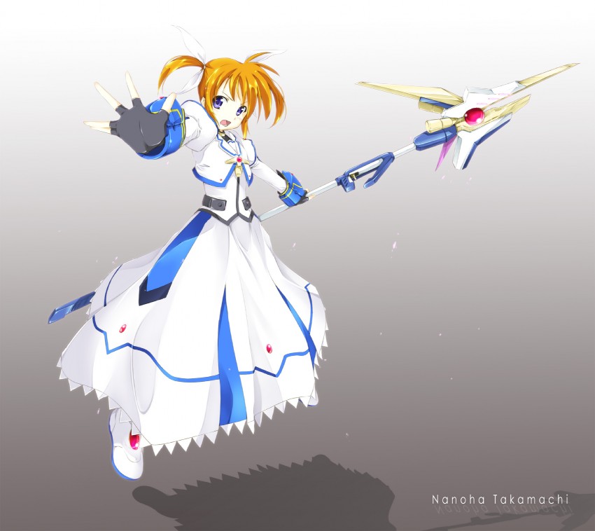 takamachi nanoha and raising heart (lyrical nanoha and 2 more) drawn by aito_(indigorabbit)