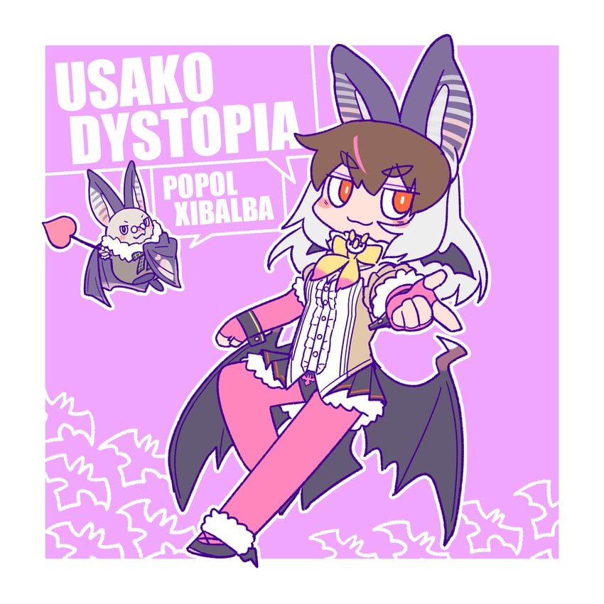 brown long-eared bat and poporu (kemono friends and 1 more) drawn by 0x0082