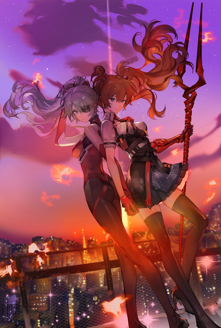 souryuu asuka langley and kiana kaslana (honkai and 4 more) drawn by noir_(ibaraki)