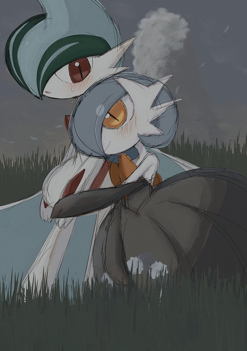 gardevoir, mega gardevoir, gallade, and mega gallade (pokemon) drawn by shicha_(yagu)
