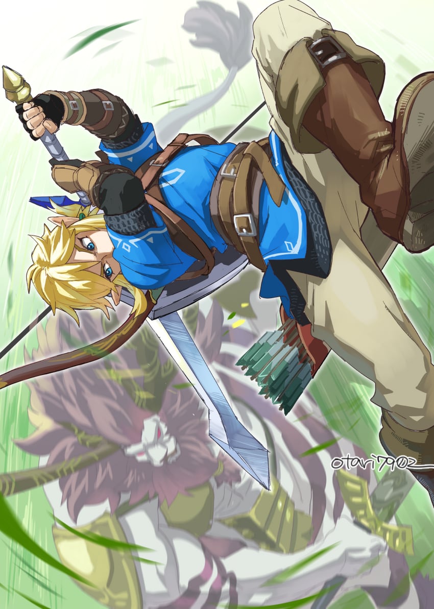link and lynel (the legend of zelda and 1 more) drawn by indesign