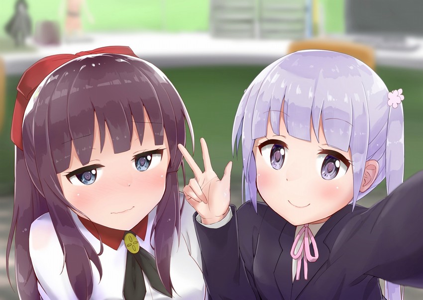 suzukaze aoba and takimoto hifumi (new game!) drawn by racchi.