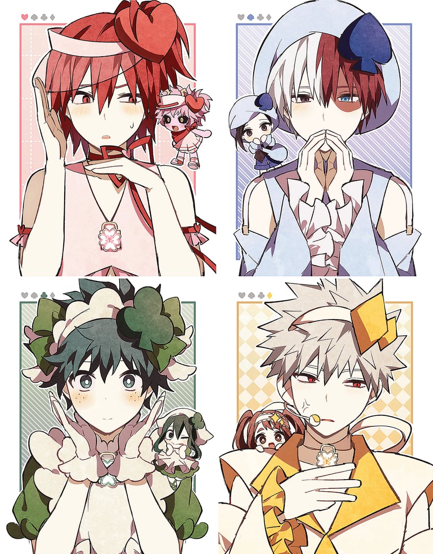 midoriya izuku, bakugou katsuki, uraraka ochaco, todoroki shoto, asui tsuyu, and 3 more (boku no hero academia) drawn by coi_mha