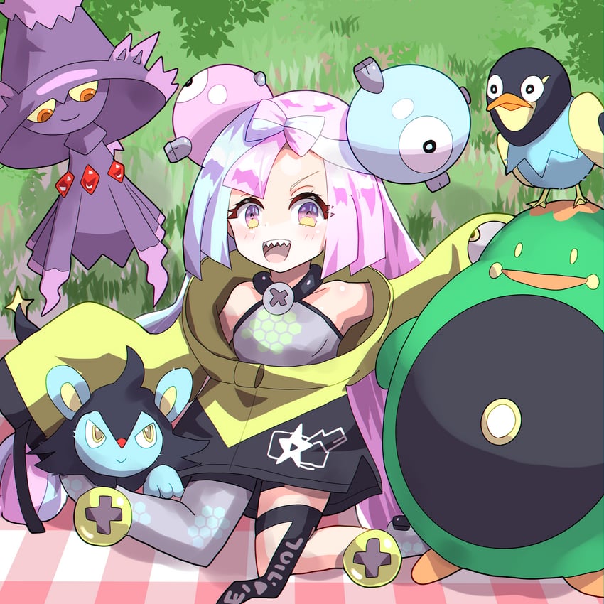 iono, mismagius, bellibolt, luxio, and wattrel (pokemon and 1 more) drawn by syalm