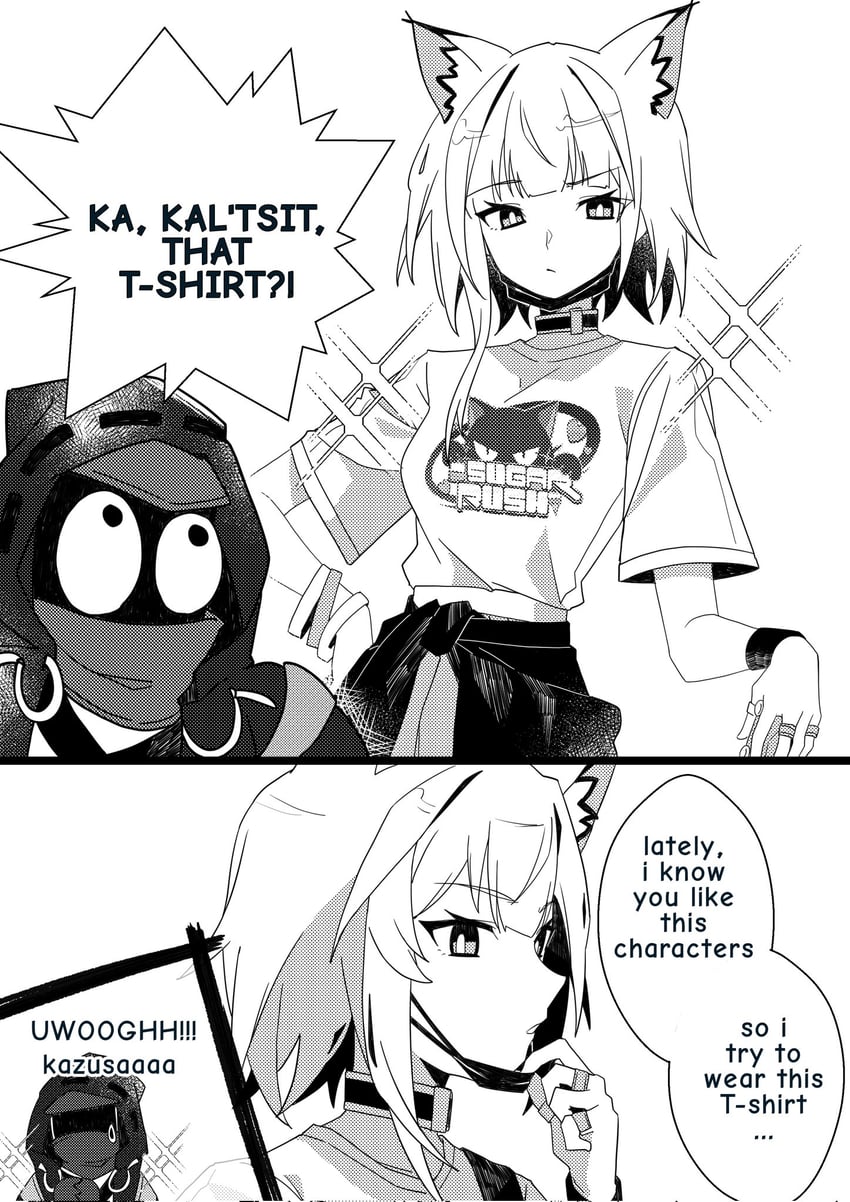 doctor, kal'tsit, kazusa, and hikasa youko (blue archive and 1 more) drawn by pokarii_zuu