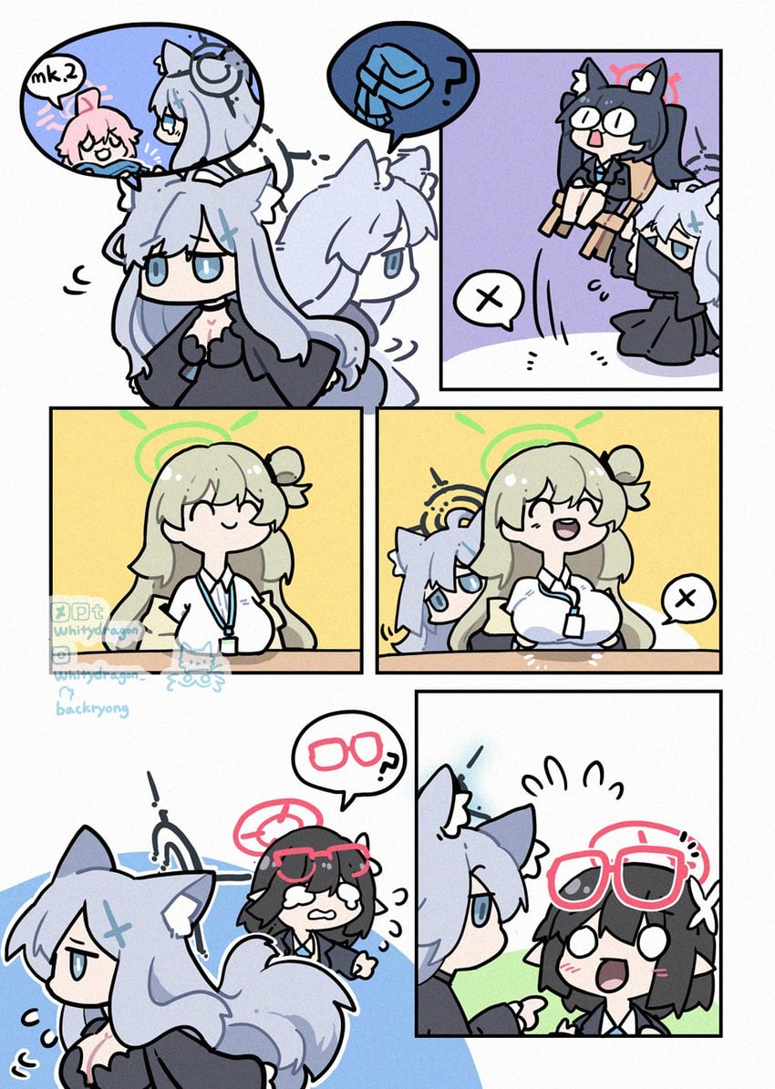 shiroko, hoshino, nonomi, shiroko terror, serika, and 1 more (blue archive) drawn by whitydragon