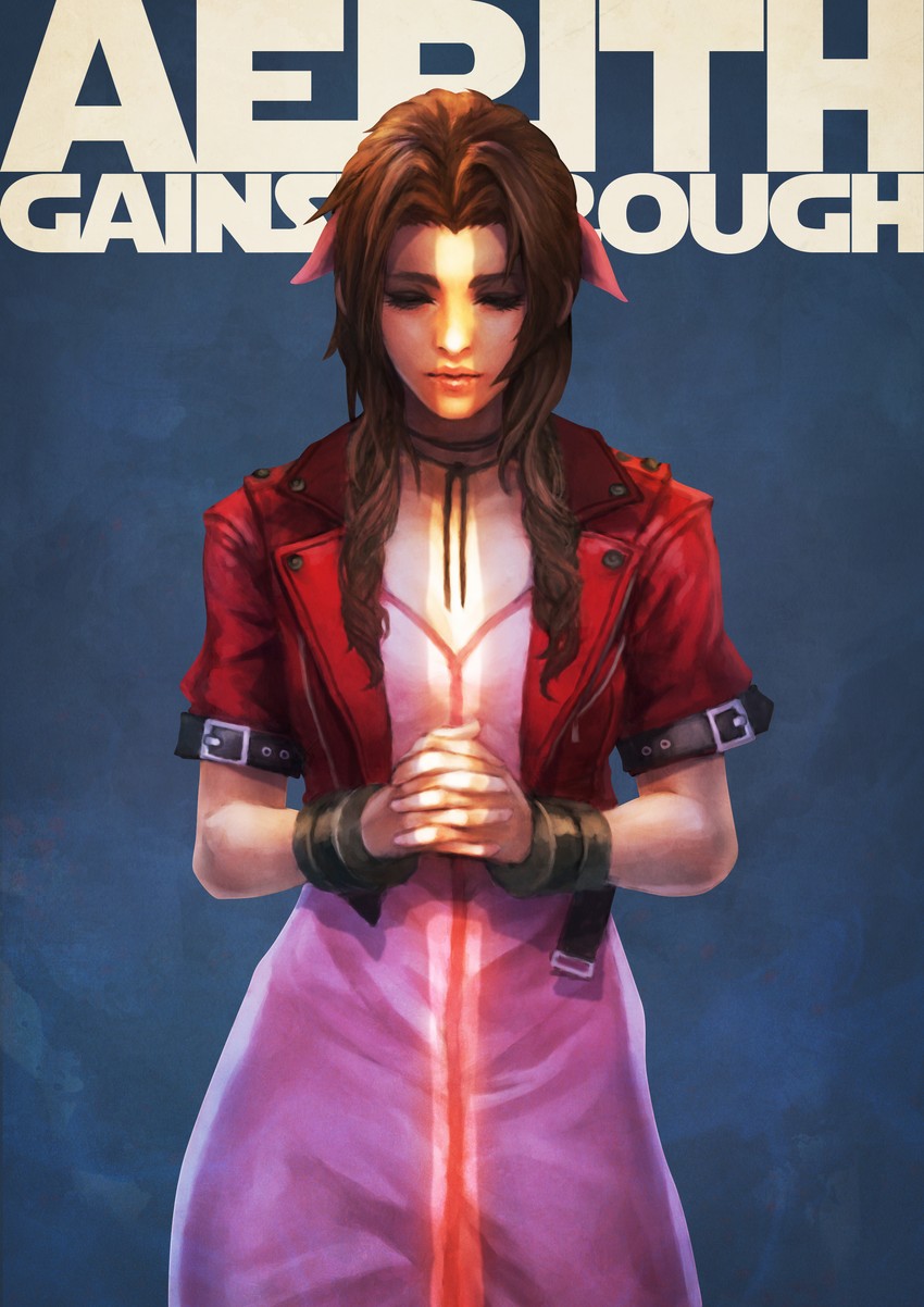 aerith gainsborough (final fantasy and 2 more) drawn by monori_rogue