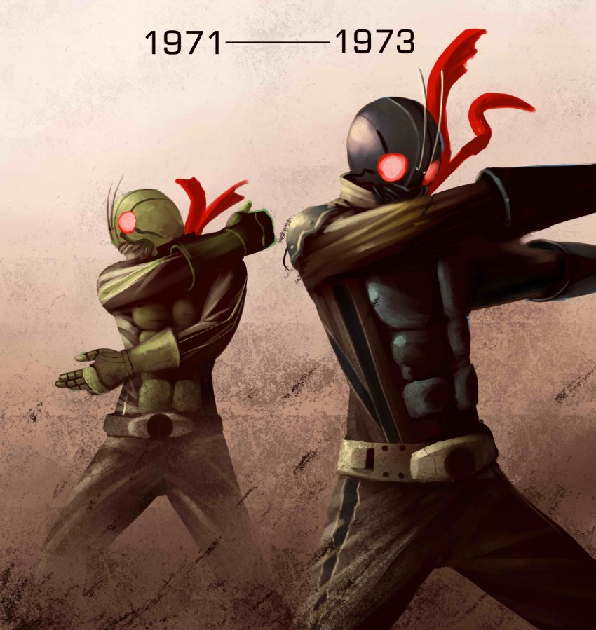 kamen rider 1 and kamen rider 2 (kamen rider) drawn by lamchunhin