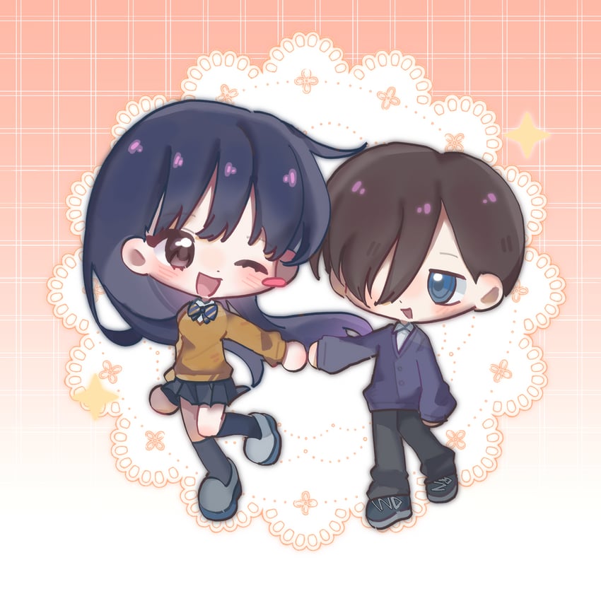 yamada anna and ichikawa kyoutarou (boku no kokoro no yabai yatsu) drawn by qianwa_shi_biao