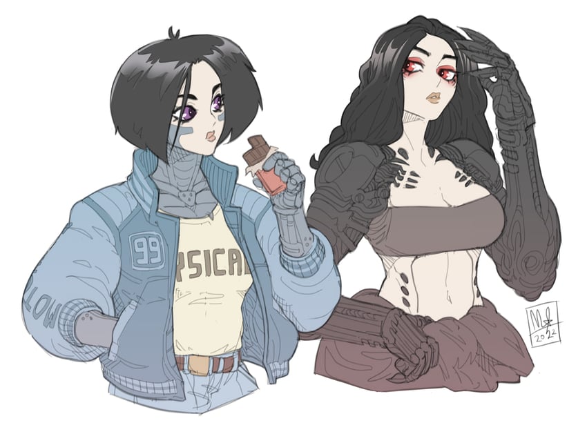 alita and glory (battle angel alita and 2 more) drawn by bigmsaxon