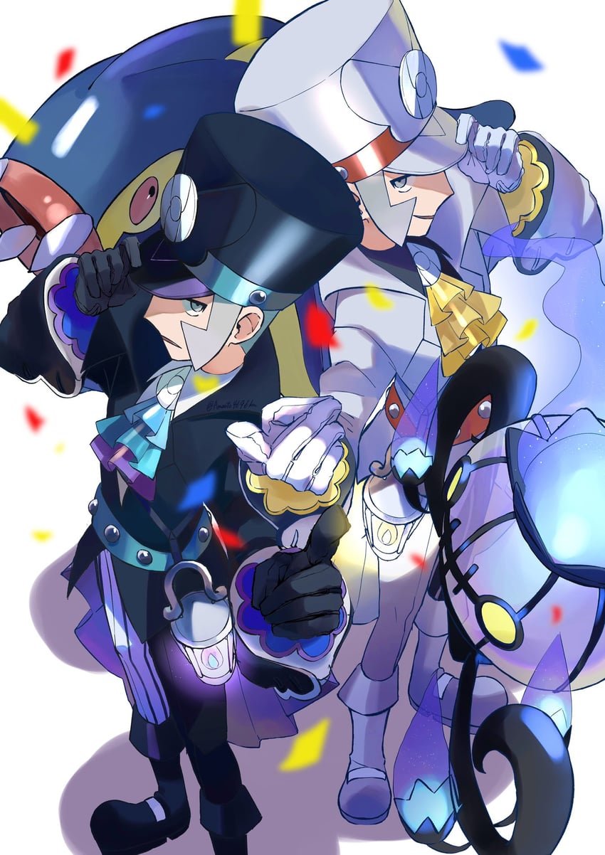 ingo, chandelure, emmet, and eelektross (pokemon and 1 more) drawn by amaoto4696kn