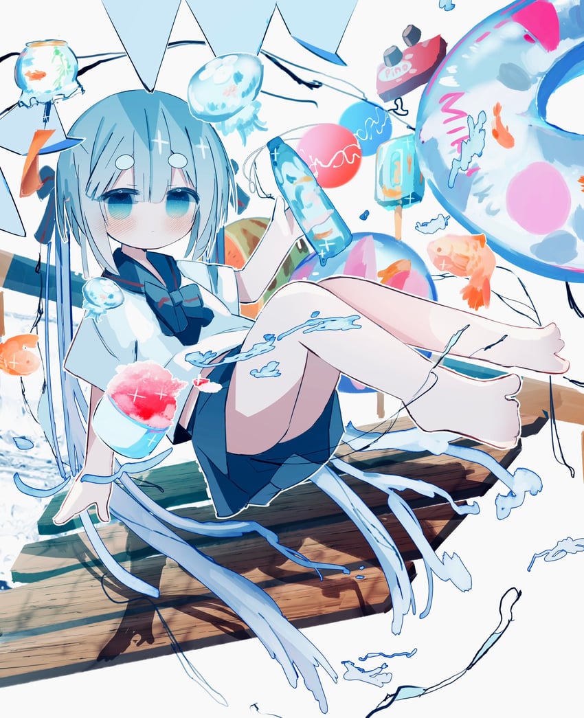 hatsune miku and bottle miku (vocaloid) drawn by syare_0603
