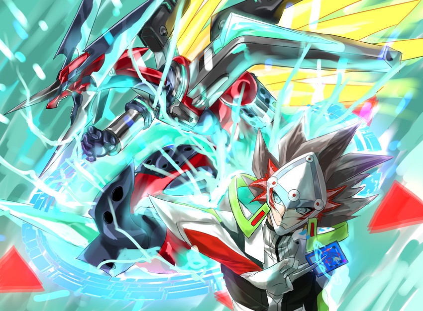 kogami ryoken, revolver, and borrelsword dragon (yu-gi-oh! and 1 more) drawn by umi-chan_(umi-chan_koubou)